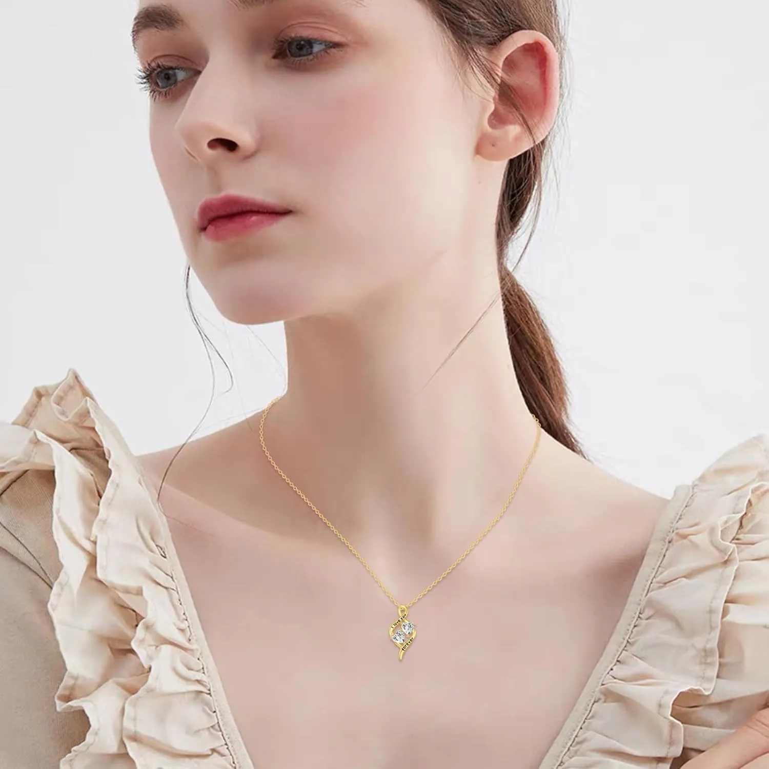 DOVRAN 14K Solid Gold Love Heart Necklace for Women Real Gold Heart Gift Jewelry Anniversary for Her