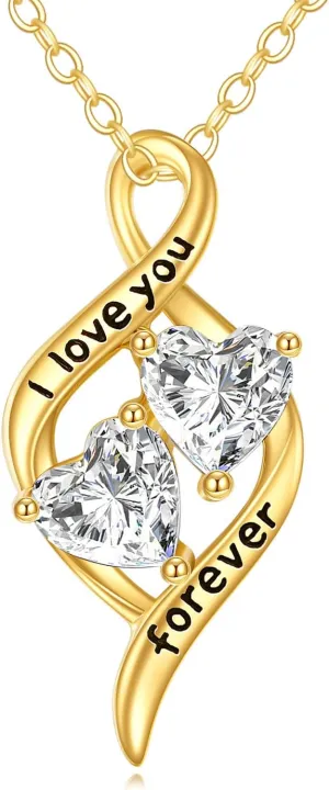 DOVRAN 14K Solid Gold Love Heart Necklace for Women Real Gold Heart Gift Jewelry Anniversary for Her