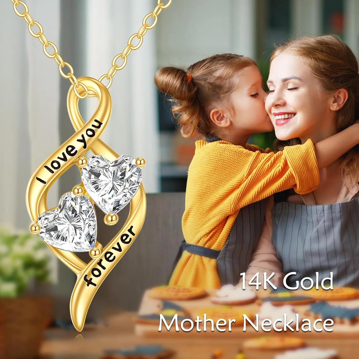 DOVRAN 14K Solid Gold Love Heart Necklace for Women Real Gold Heart Gift Jewelry Anniversary for Her