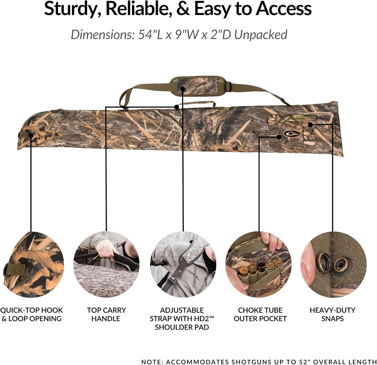 Drake Waterfowl® Side-Opening Soft Gun Case - Water Resistant, Adjustable Strap, Choke Tube Pocket - Tactical Shotgun Case