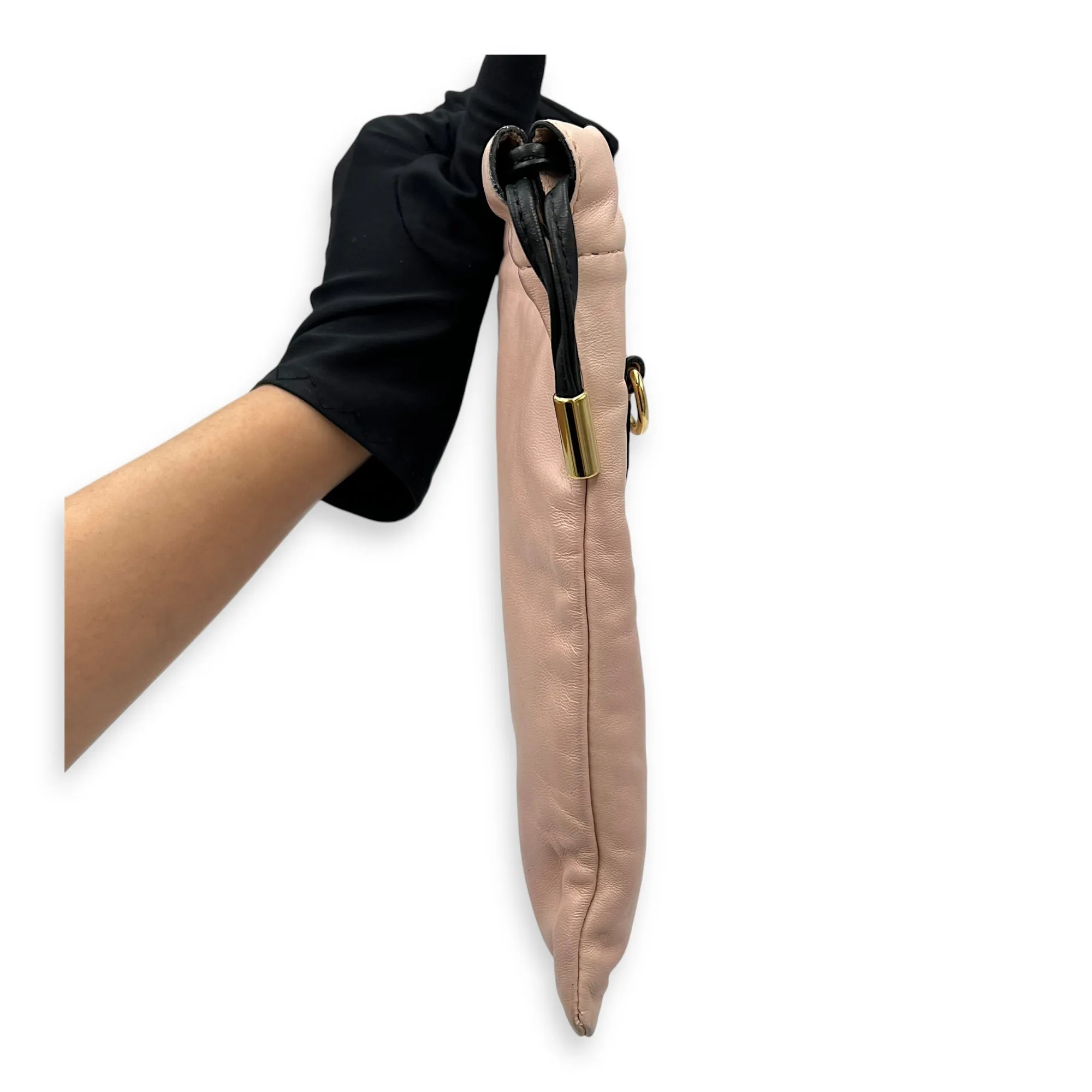 Drawstring pouch Crossbody Bag Pink in Calfskin, Gold hardware