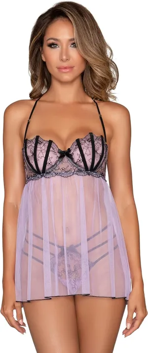 Dreamgirl womens Embroidered Babydoll Set
