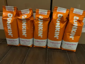 Dunkin' Donuts Whole Bean Coffee 5 x 1 LB Total 5 LB