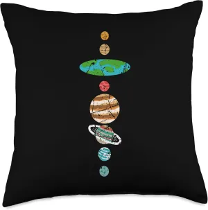 Earth is Flat Flatearther Distressed Throw Pillow, 18x18, Multicolor