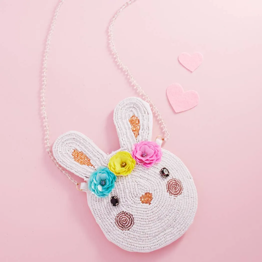 Easter Seed-Beaded Bunny Crossbody Bag