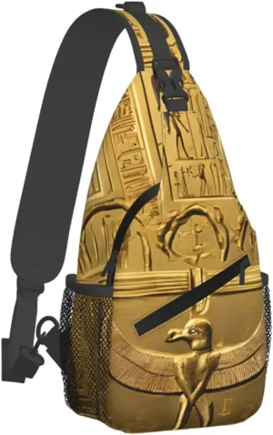 (Egypt Hieroglyphics) Sling Bag Crossbody Backpack For Men Women Adjustable Chest Daypack For Travel Hiking Gym Casual Shoulder Bag