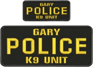 Embroidered Patch G Police K9 Unit Embroidery Patch 4X10 and 2X5 Hook ON Back BLK/Gold