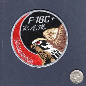 Embroidered Patch - Patches for Women Man - 176th FS Badger Air Militia WI ANG USAF F-16C  Falcon RAM Swirl Squadron Patch