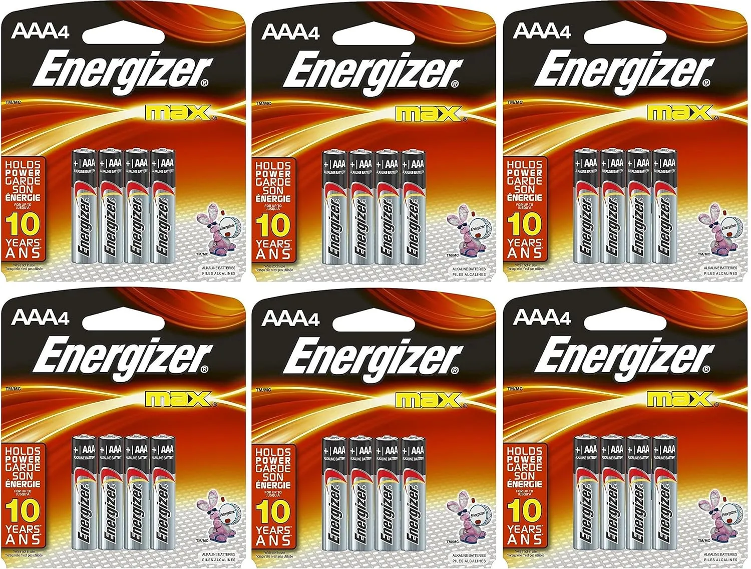 Energizer Max AAA Batteries, AAA4, 4-Count Packs - Total: 24 Batteries (6 X 4 Count Packs)