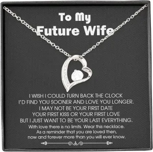 Fa Gifts to My Future Wife Necklace Heart Necklace I Wish I Could Turn Back The Clock Forever Love Necklace Birthday Gift for Her