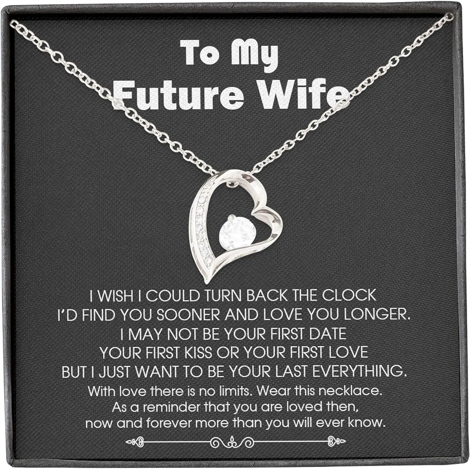 Fa Gifts to My Future Wife Necklace Heart Necklace I Wish I Could Turn Back The Clock Forever Love Necklace Birthday Gift for Her