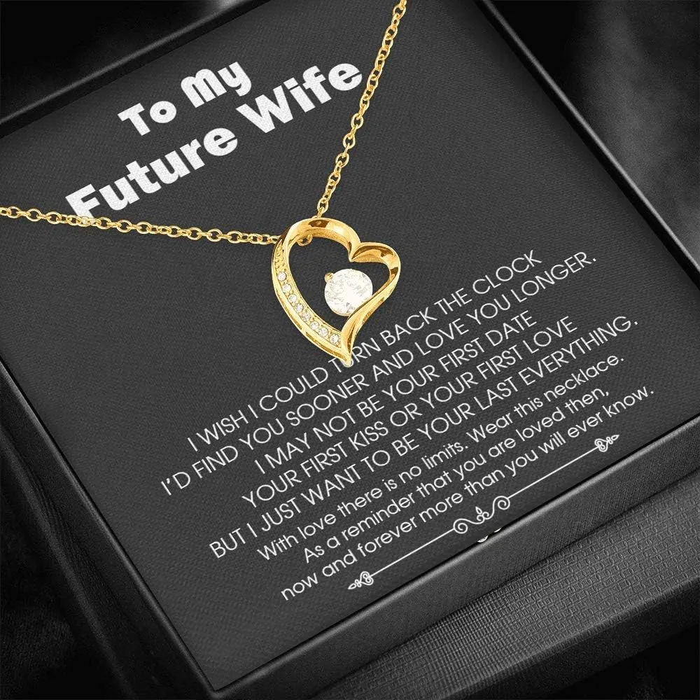 Fa Gifts to My Future Wife Necklace Heart Necklace I Wish I Could Turn Back The Clock Forever Love Necklace Birthday Gift for Her