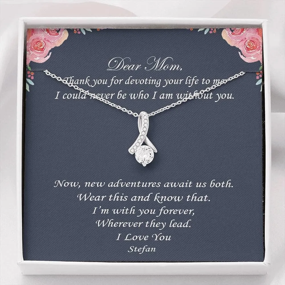 FamilyGift Mother Day Necklaces from Daughter/Son with First Name Stefan - Dear Mom, Thank You for Devoting Your Life to Me ​- Necklace with Message for Mom