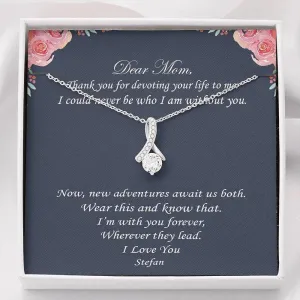 FamilyGift Mother Day Necklaces from Daughter/Son with First Name Stefan - Dear Mom, Thank You for Devoting Your Life to Me ​- Necklace with Message for Mom