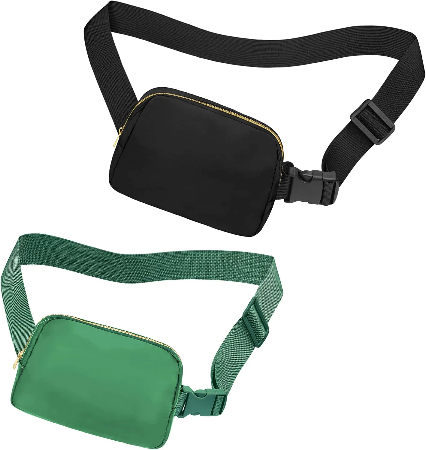 Fanny Pack Crossbody Bag for Women and Men, Belt Bag for Hiking Bum Bag with Adjustable Strap, Waist pack for Running Workout Sports Travel Black Oliver Green