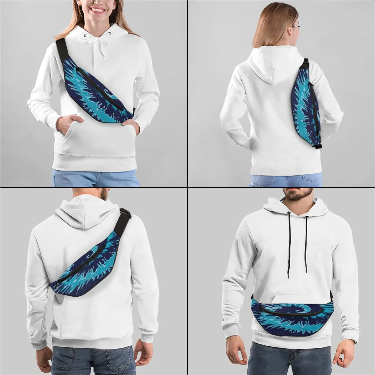 Fanny Pack for Women Men Abstract Swirl Tie Dye Waist Pack Crossbody Bag with Adjustable Straps for Hiking Running Walking Travel Cycling
