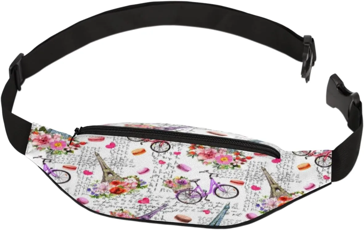 Fanny Pack for Women Men Romantic Eiffel Tower Waist Pack Crossbody Bag with Adjustable Straps for Hiking Running Walking Travel Cycling