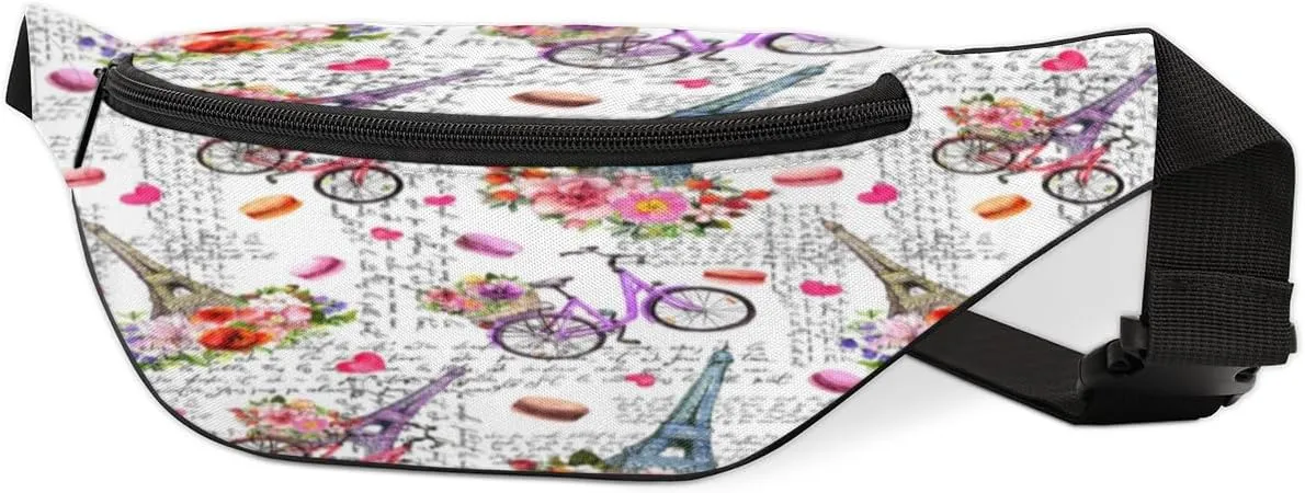 Fanny Pack for Women Men Romantic Eiffel Tower Waist Pack Crossbody Bag with Adjustable Straps for Hiking Running Walking Travel Cycling