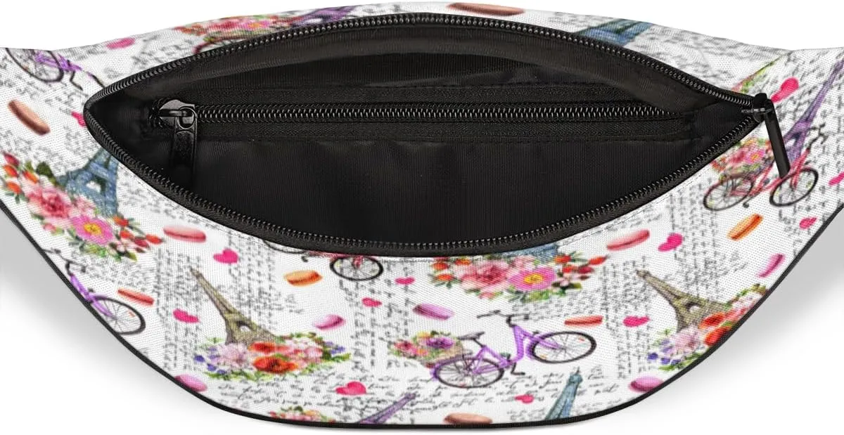 Fanny Pack for Women Men Romantic Eiffel Tower Waist Pack Crossbody Bag with Adjustable Straps for Hiking Running Walking Travel Cycling