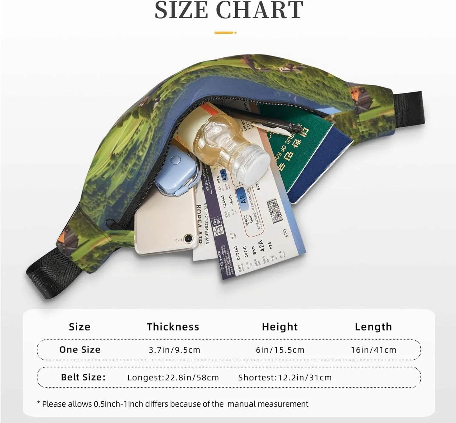 Fanny Packs For Women Men Waist Bag Waterproof Sport Belt Bag Village Scenic Fashion Waist Pack Adjustable Crossbody Bags Zipper Bum Bag For Running Hiking Travel