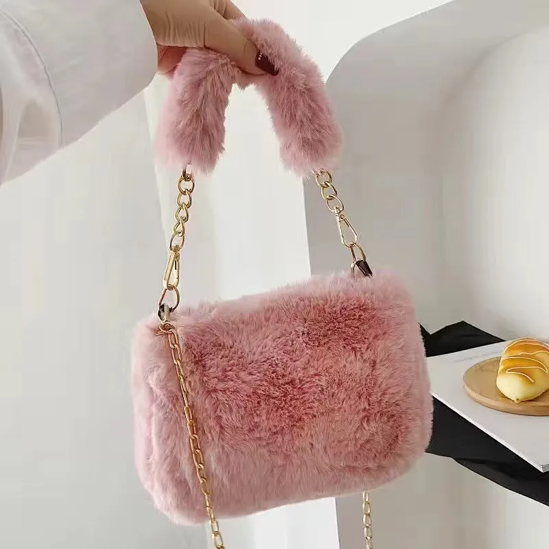 Fashion Niche Chain Plush Korean Cute Crossbody Bags