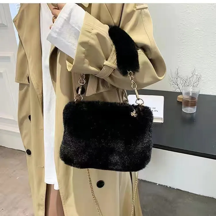 Fashion Niche Chain Plush Korean Cute Crossbody Bags