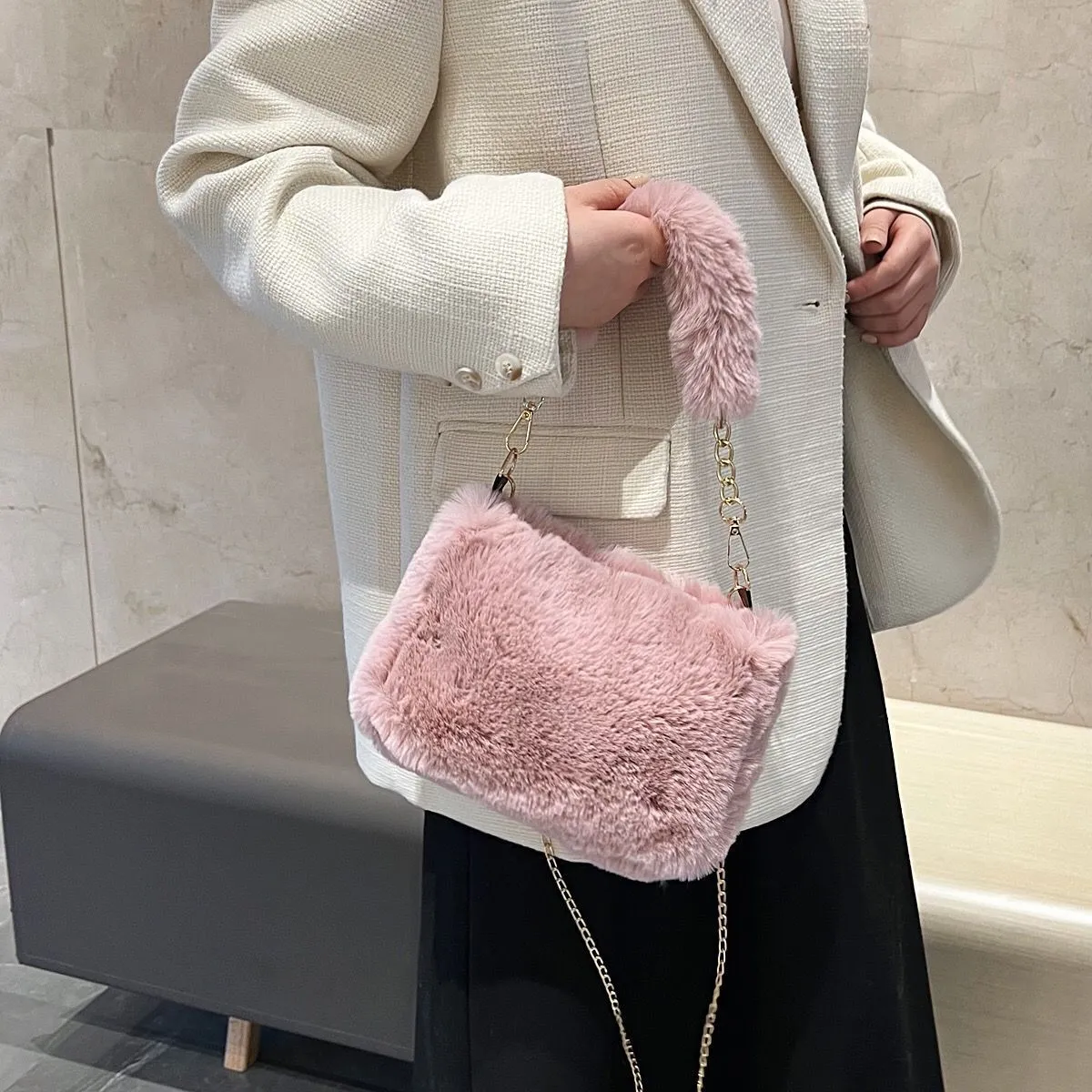 Fashion Niche Chain Plush Korean Cute Crossbody Bags