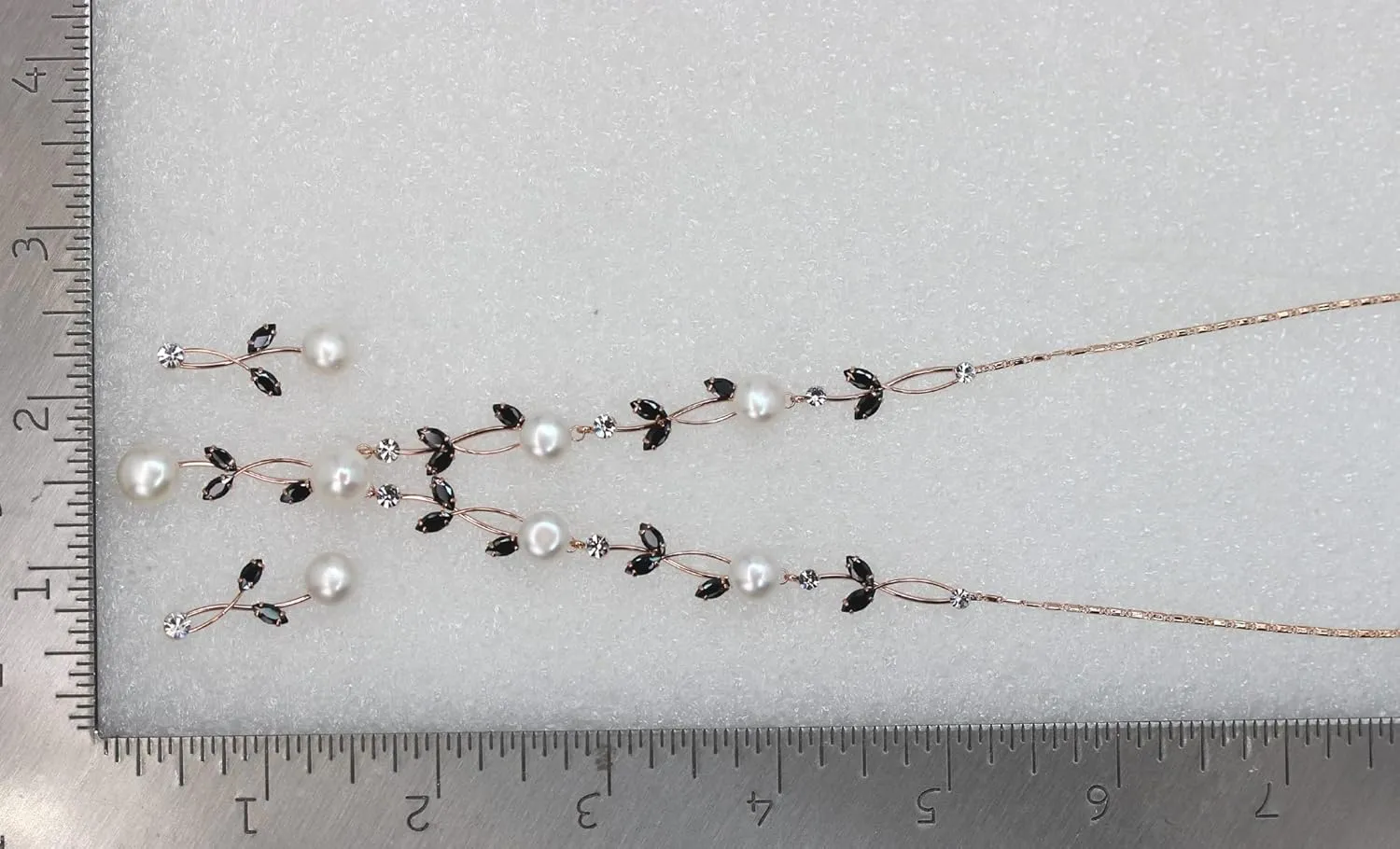 Faship Gorgeous CZ Crystal Genuine Freshwater Pearls Floral Necklace Earrings Set