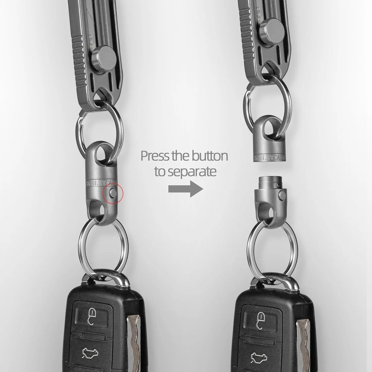 FEGVE Titanium Magnetic Key Holder, Quick Release Keychain, Detachable Magnetic Keychain, Safely Lock System, 360 ° Rotatable