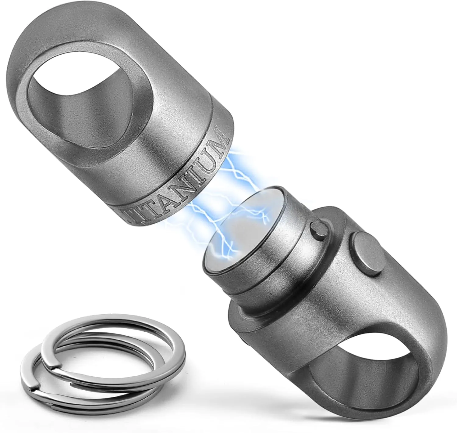 FEGVE Titanium Magnetic Key Holder, Quick Release Keychain, Detachable Magnetic Keychain, Safely Lock System, 360 ° Rotatable