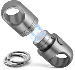 FEGVE Titanium Magnetic Key Holder, Quick Release Keychain, Detachable Magnetic Keychain, Safely Lock System, 360 ° Rotatable