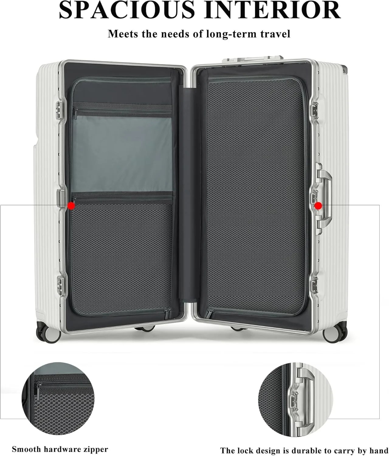 feilario 30in Super Large Captain Aluminum Frame Hardside Spinner Wheels Luggage, Zipperless Checked Suitcase with Front Compartment/Cup Holder/Phone Holder