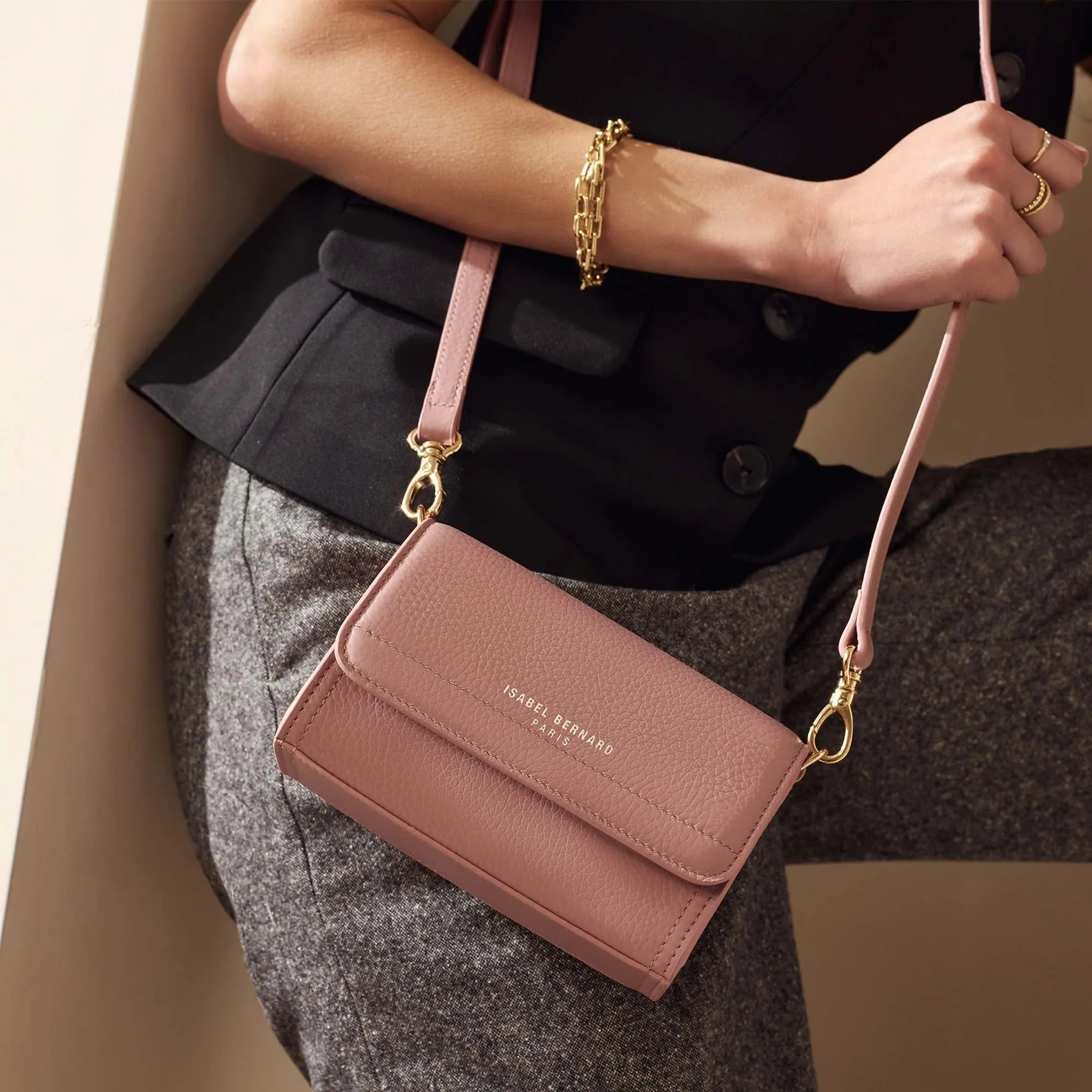 Femme Forte Kim pink calfskin leather crossbody bag