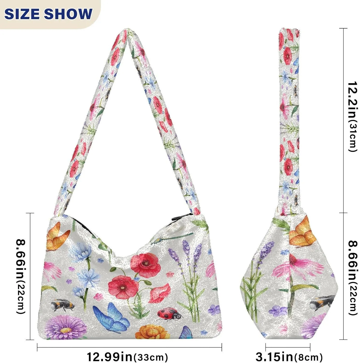 Fluffy Crossbody Bag for Women,Polyester Crossbody Bag Fluffy Tote Bag Lady Shoulder Bag