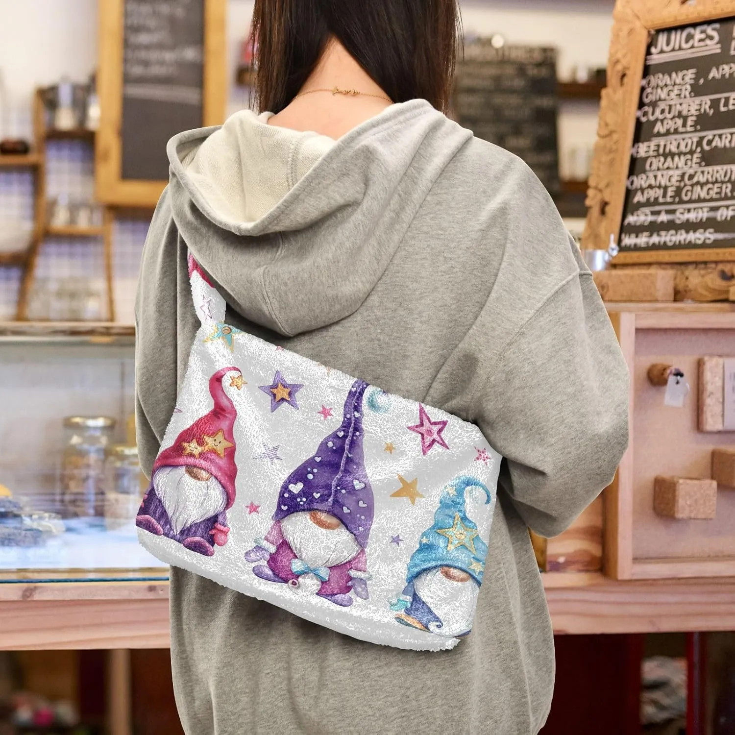 Fluffy Crossbody Bag for Women,Polyester Crossbody Bag Fluffy Tote Bag Lady Shoulder Bag