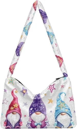 Fluffy Crossbody Bag for Women,Polyester Crossbody Bag Fluffy Tote Bag Lady Shoulder Bag