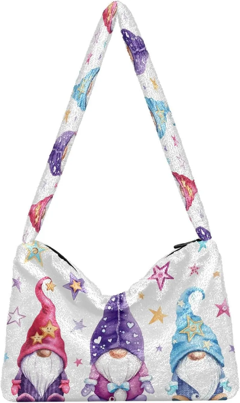 Fluffy Crossbody Bag for Women,Polyester Crossbody Bag Fluffy Tote Bag Lady Shoulder Bag