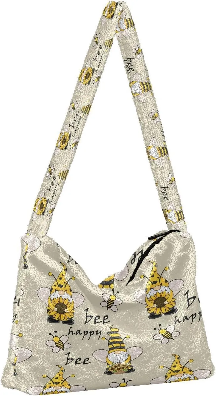 Fluffy Crossbody Bag for Women,Polyester Crossbody Bag Fluffy Tote Bag Lady Shoulder Bag