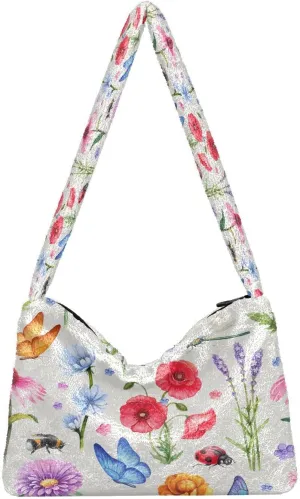 Fluffy Crossbody Bag for Women,Polyester Crossbody Bag Fluffy Tote Bag Lady Shoulder Bag