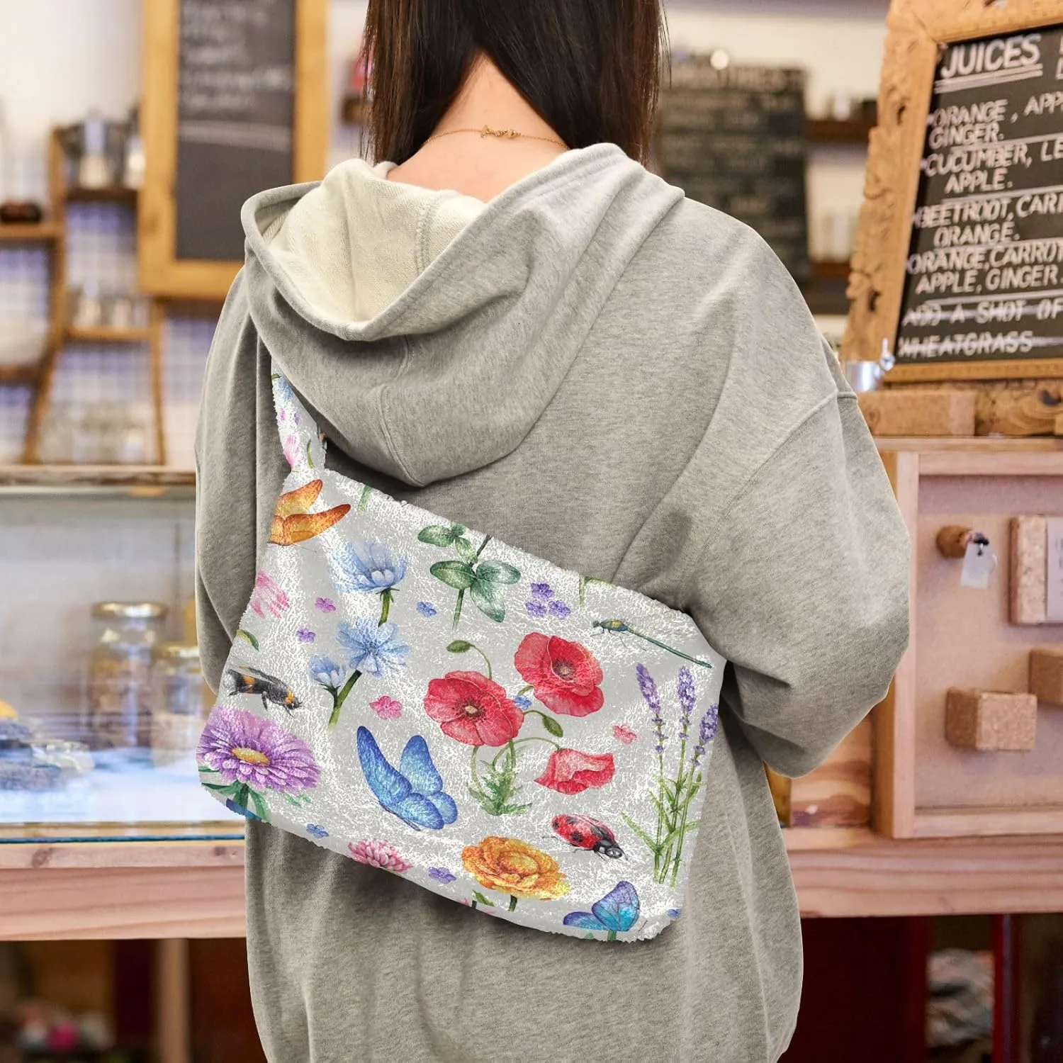 Fluffy Crossbody Bag for Women,Polyester Crossbody Bag Fluffy Tote Bag Lady Shoulder Bag
