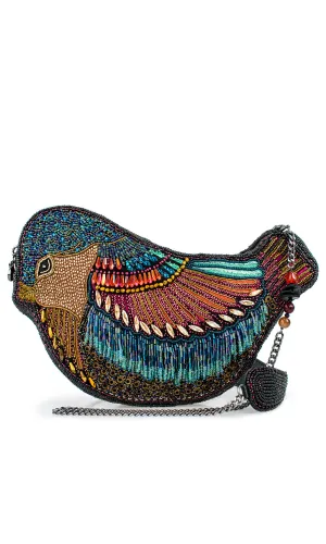 Fluttering Wings Beaded Bird Crossbody Handbag