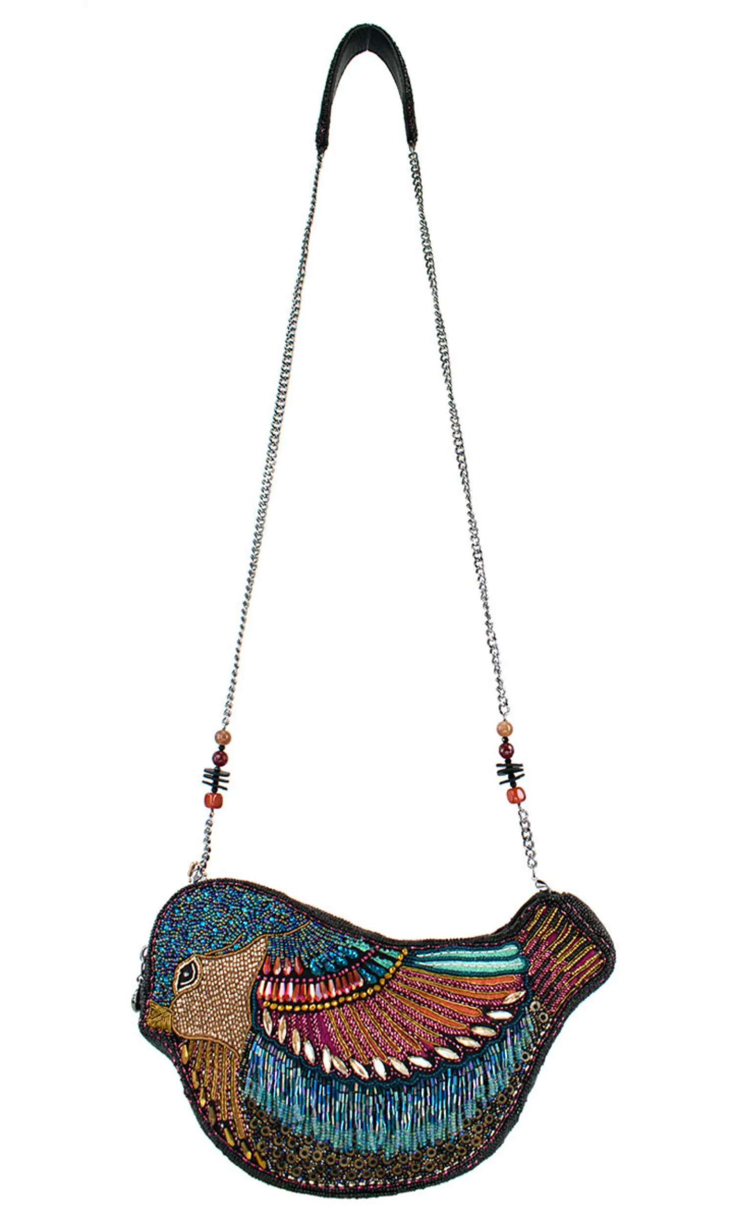 Fluttering Wings Beaded Bird Crossbody Handbag