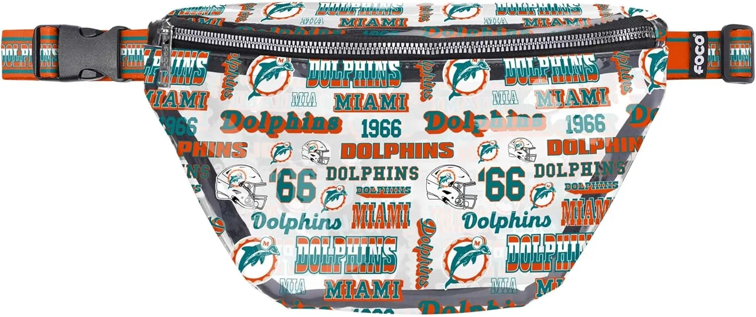FOCO Miami Dolphins NFL Repeat Retro Print Clear Fanny Pack
