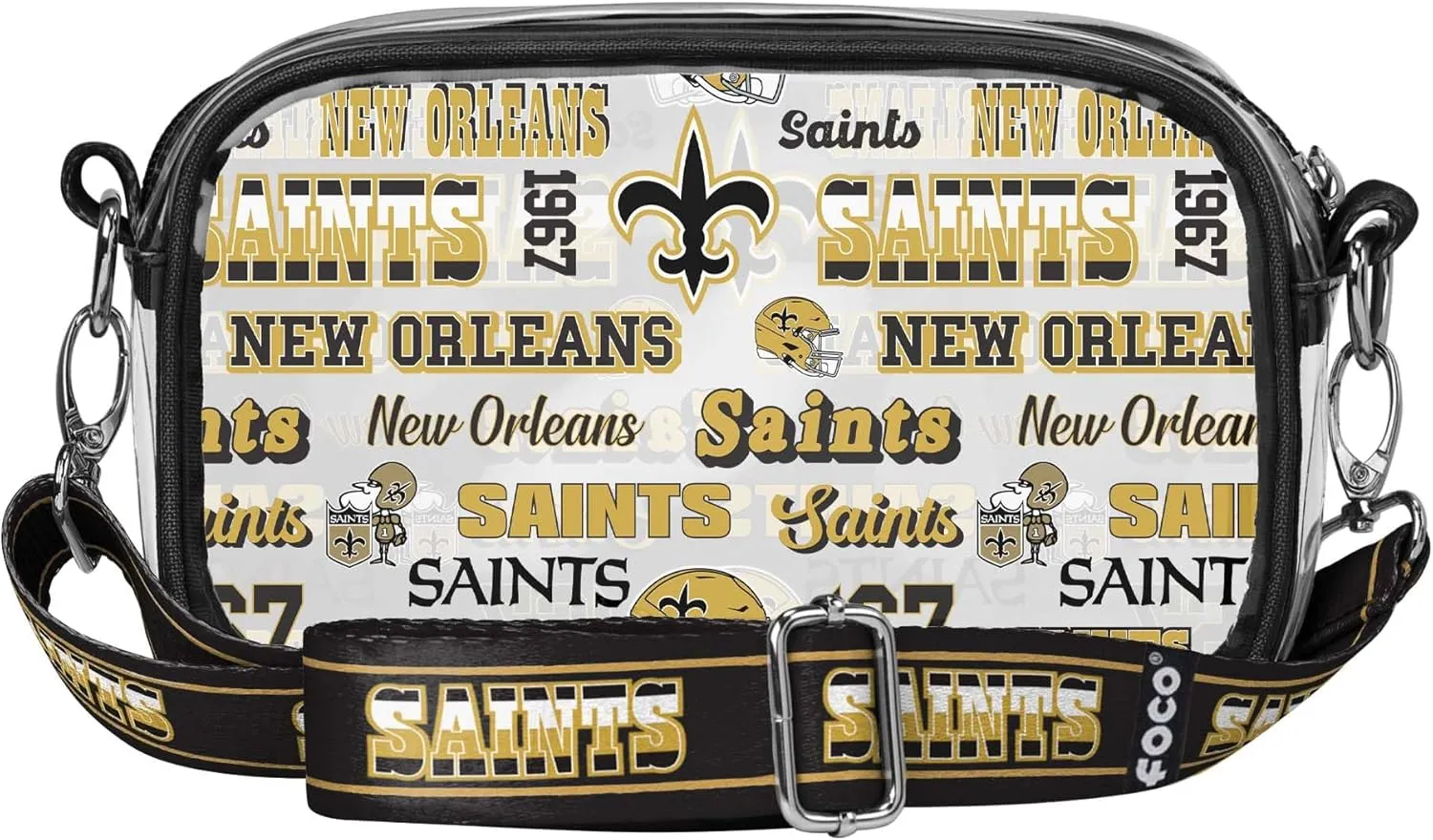 FOCO NFL Team Logo Retro Print Clear Crossbody Bag