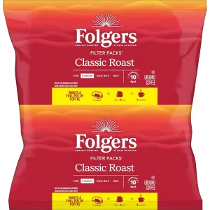 Folgers Classic Roast Coffee Filter Packs, 0.9 Oz, Box Of 160 Packs
