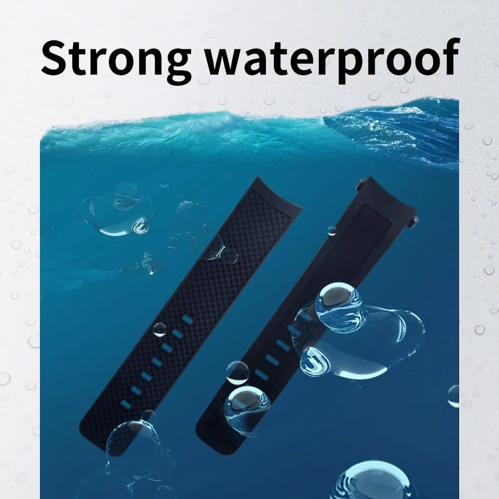 For IWC Strap Aquatimer Family Fluoro Rubber Watchband Bracelet 2 Styles Curved End 22mm Quick Release Watch Band