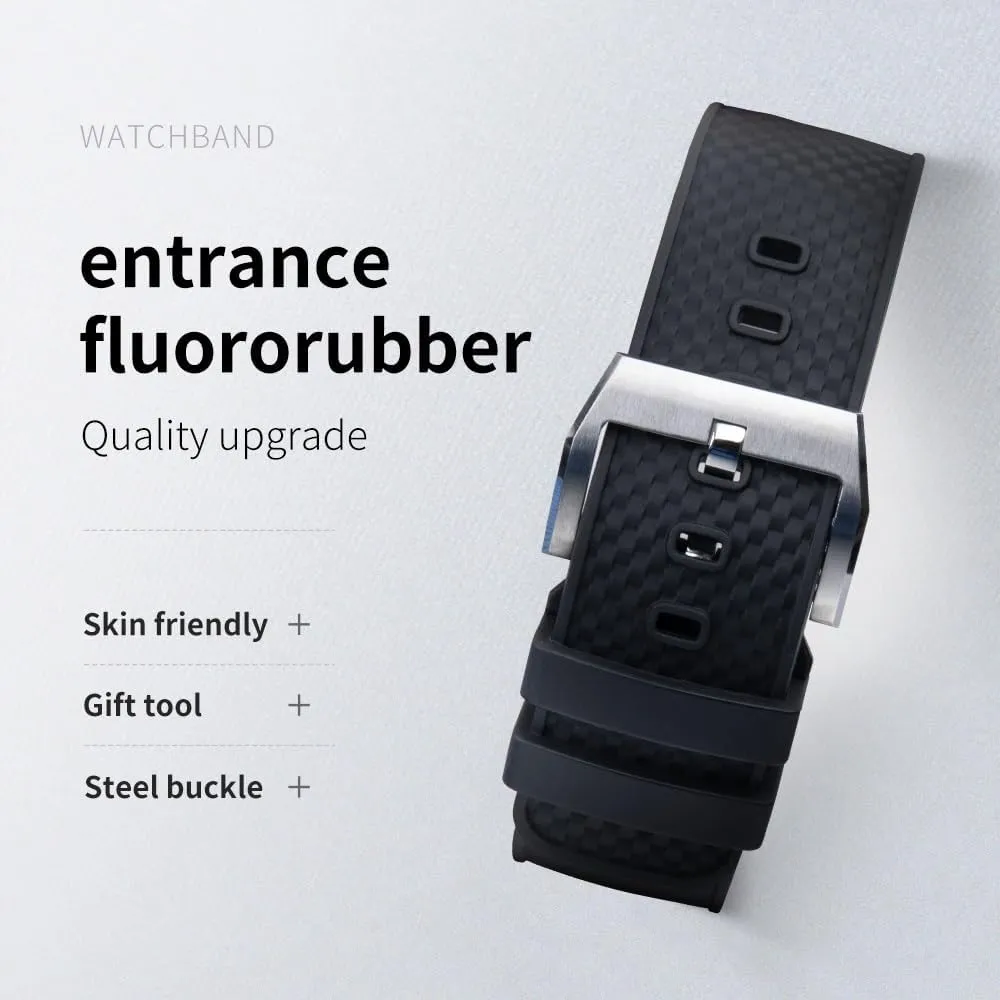 For IWC Strap Aquatimer Family Fluoro Rubber Watchband Bracelet 2 Styles Curved End 22mm Quick Release Watch Band