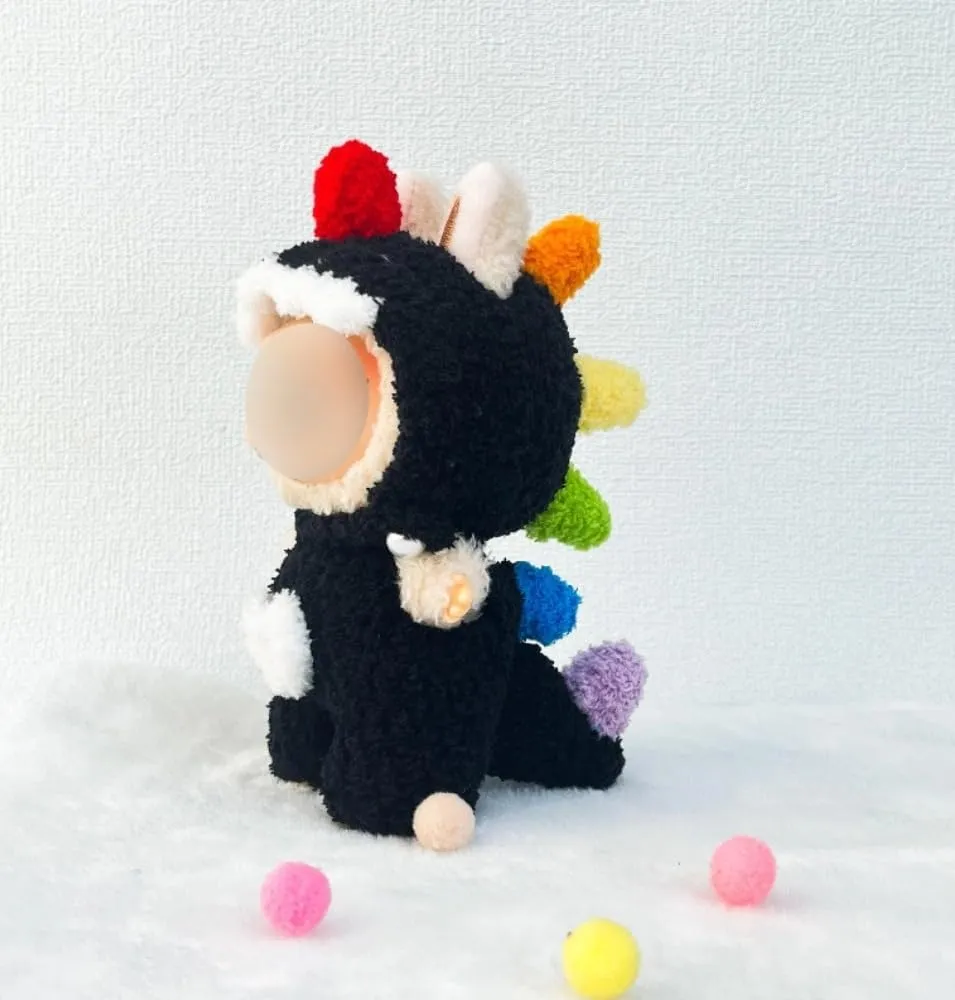 for LBB/bubu Doll – Handcrafted Macaron Dinosaur Angel Outfit for Standing Vinyl Figures (17cm) with Sparkle Accents (Black)