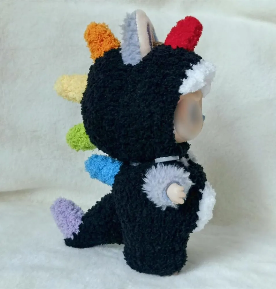 for LBB/bubu Doll – Handcrafted Macaron Dinosaur Angel Outfit for Standing Vinyl Figures (17cm) with Sparkle Accents (Black)