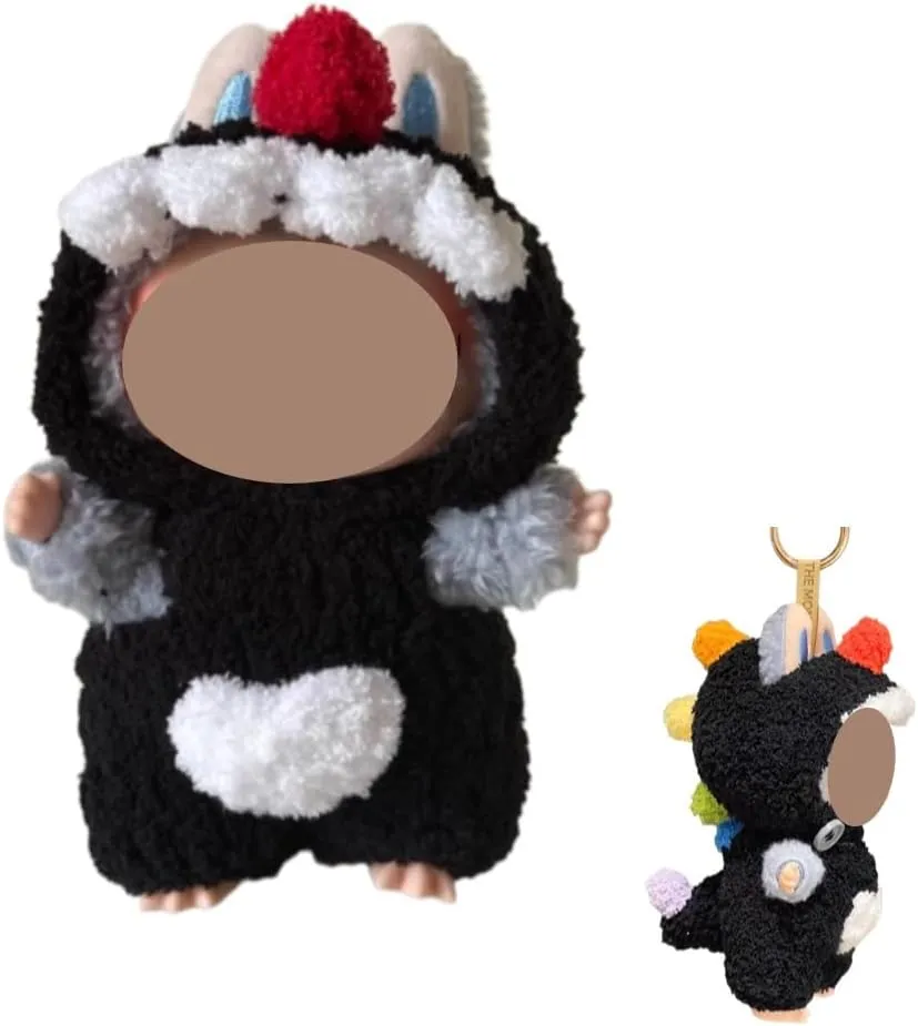 for LBB/bubu Doll – Handcrafted Macaron Dinosaur Angel Outfit for Standing Vinyl Figures (17cm) with Sparkle Accents (Black)